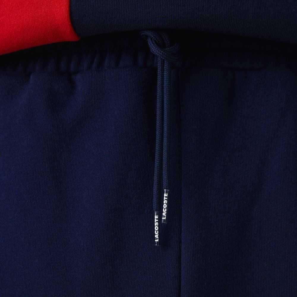 Lacoste Branded Cotton Fleece Blend Shorts Navy Blue / Red / Green | OSY-285346