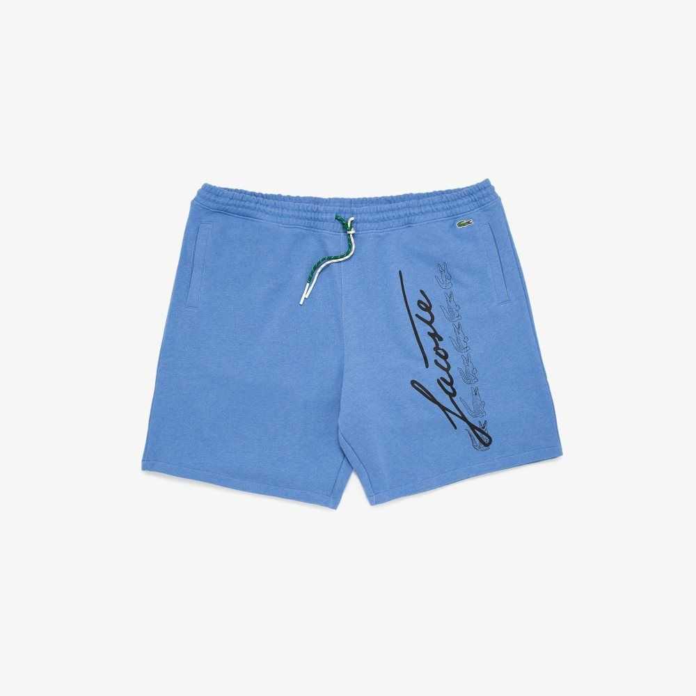 Lacoste Branded Cotton Shorts Blue Chine | MGI-502138