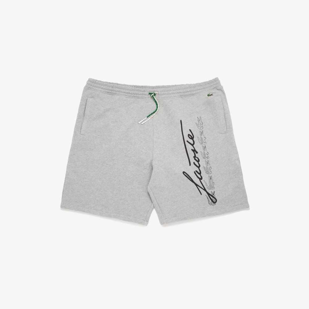 Lacoste Branded Cotton Shorts Grey Chine | WYO-562814