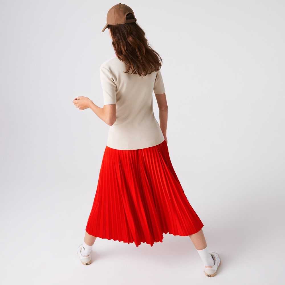 Lacoste Branded Elasticised Pleated Skirt Red | MUP-204315