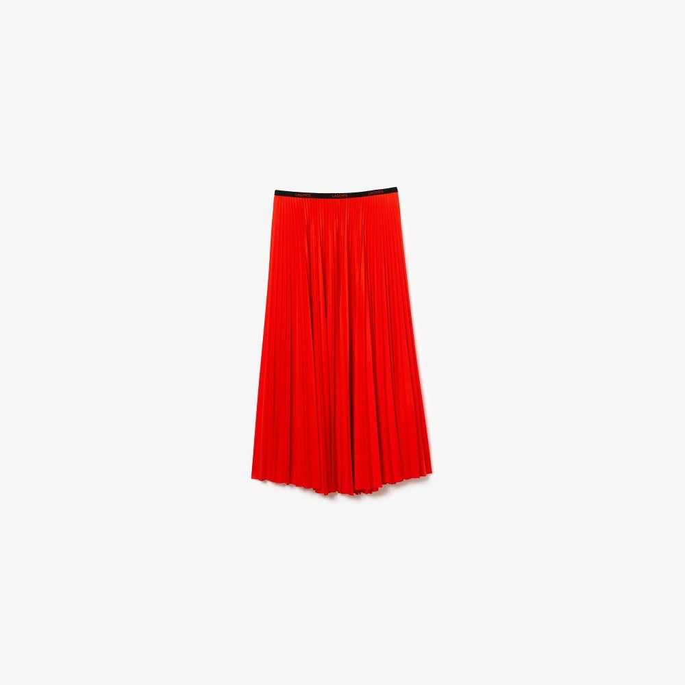 Lacoste Branded Elasticised Pleated Skirt Red | MUP-204315