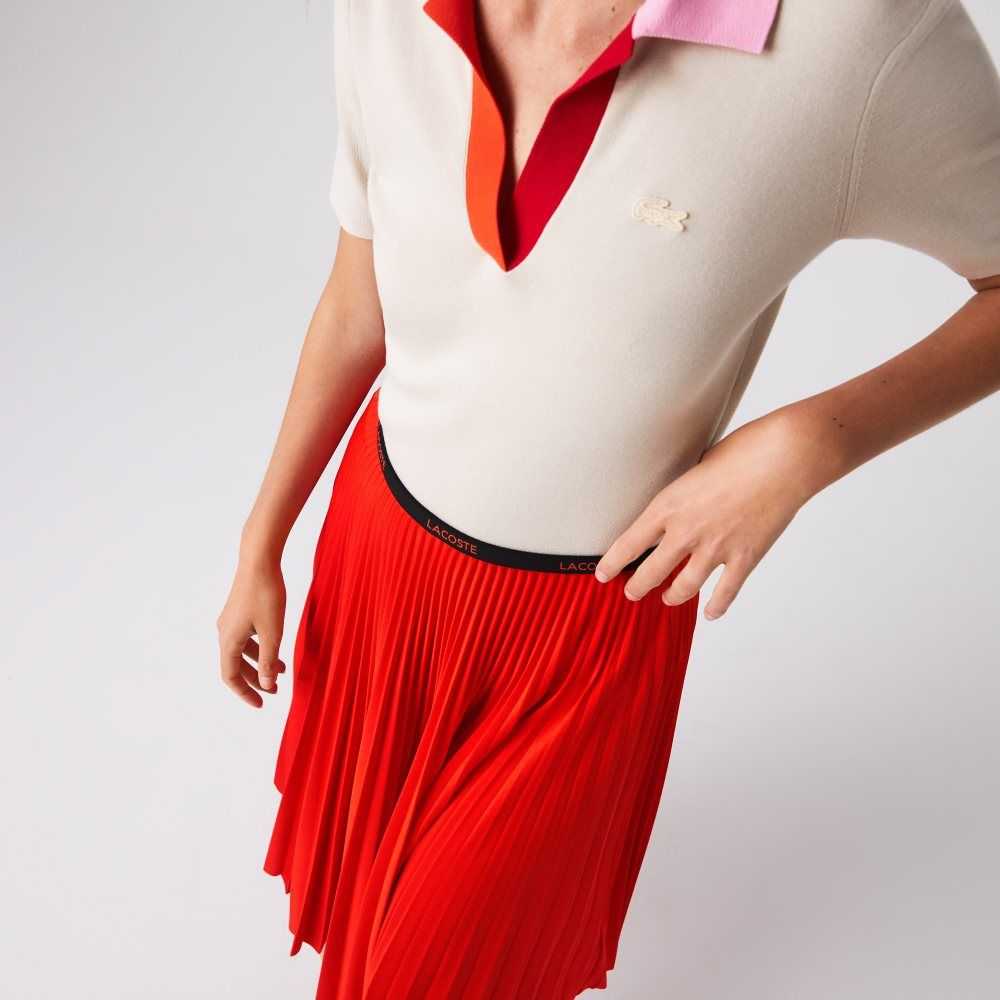 Lacoste Branded Elasticised Pleated Skirt Red | MUP-204315