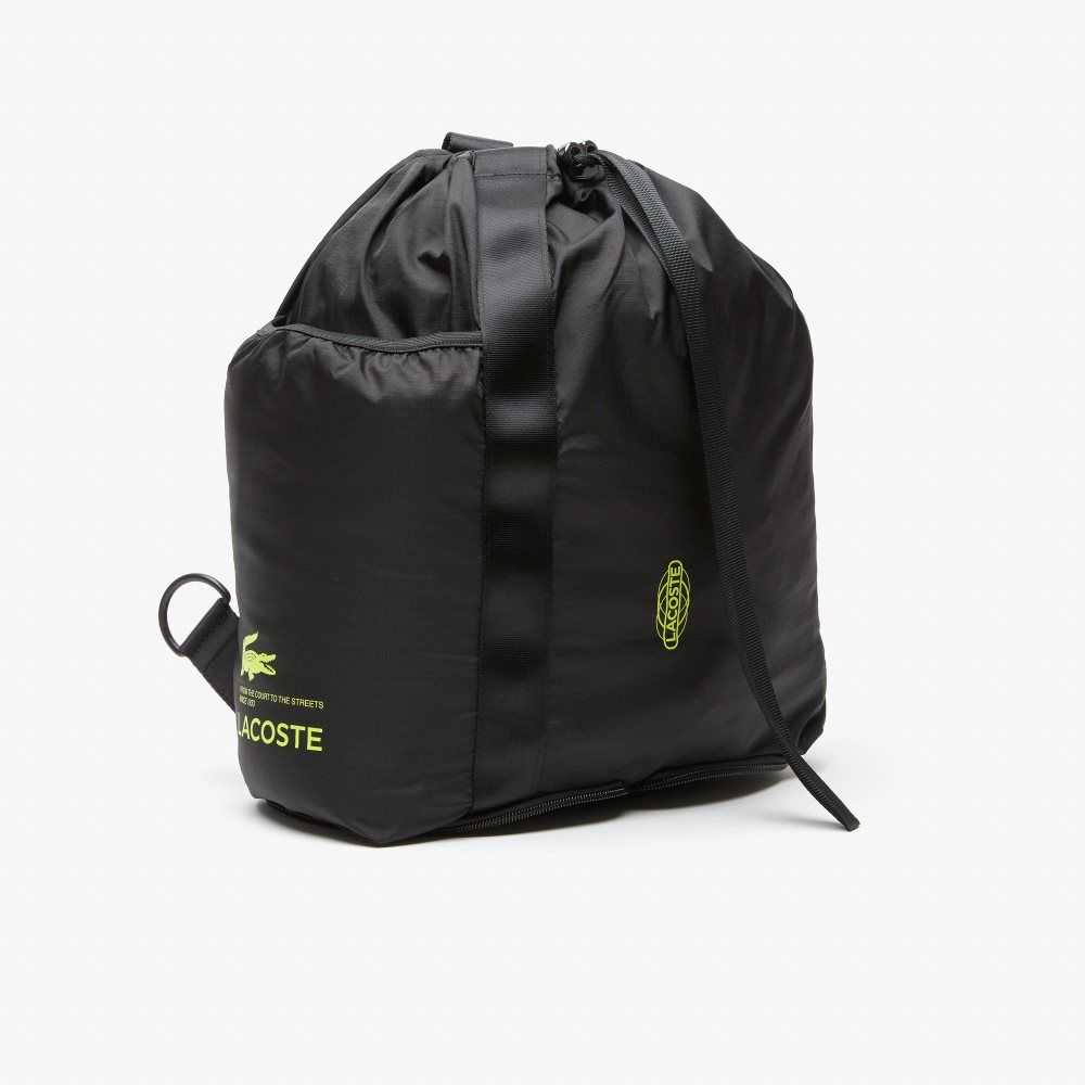 Lacoste Branded Foldable Backpack Noir Lime | PHJ-054298