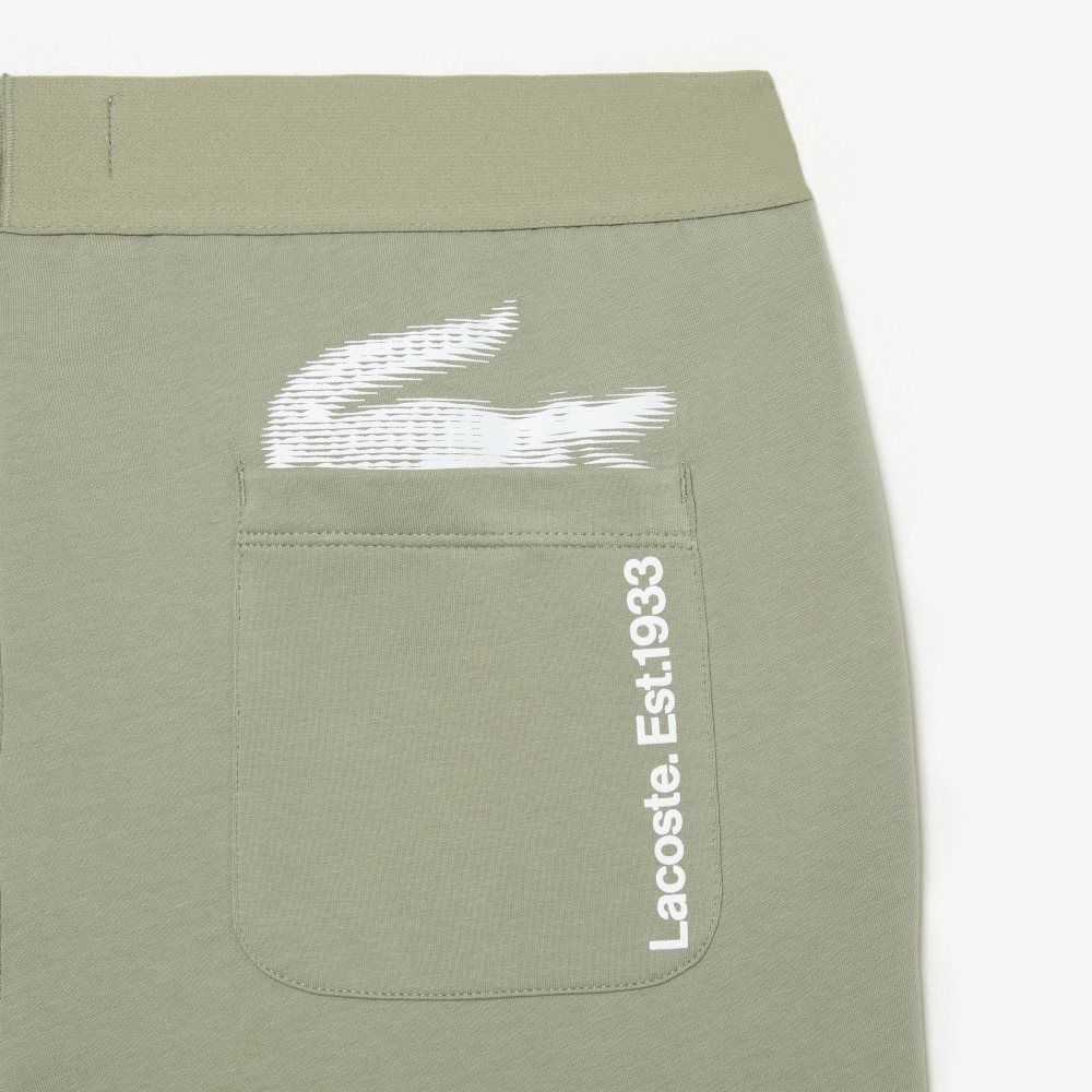 Lacoste Branded Leg Track Pants Khaki Green | APS-943687