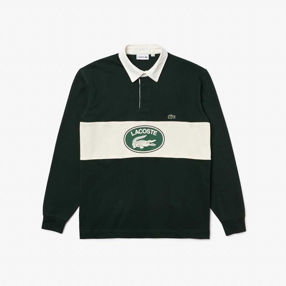 Lacoste Branded Loose Fit Rugby Polo Green | QMH-168230