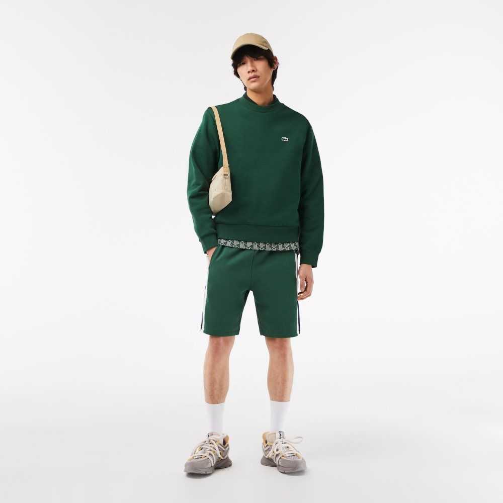 Lacoste Brushed Fleece Colorblock Shorts Green / Navy Blue / White | HVB-918473