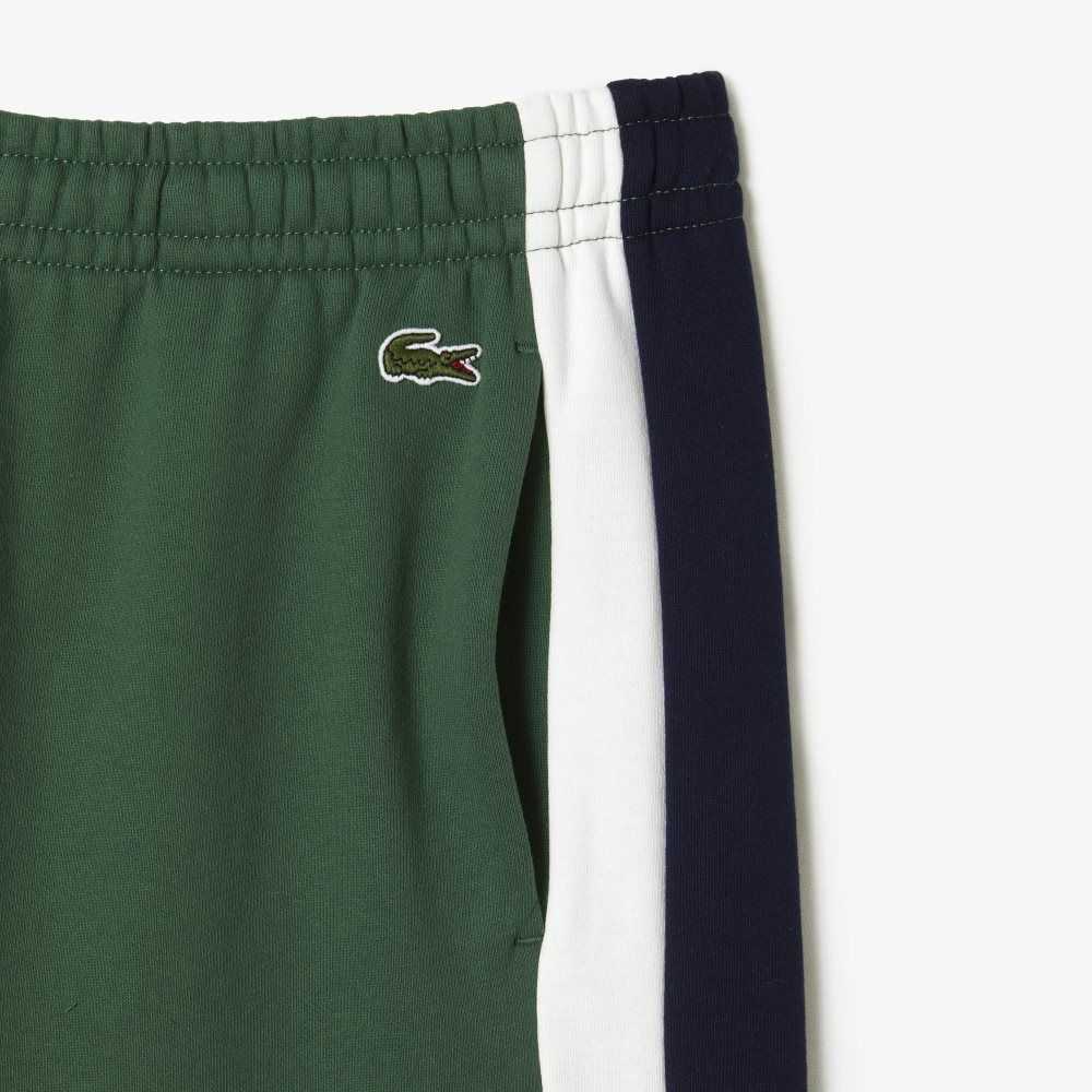 Lacoste Brushed Fleece Colorblock Shorts Green / Navy Blue / White | HVB-918473