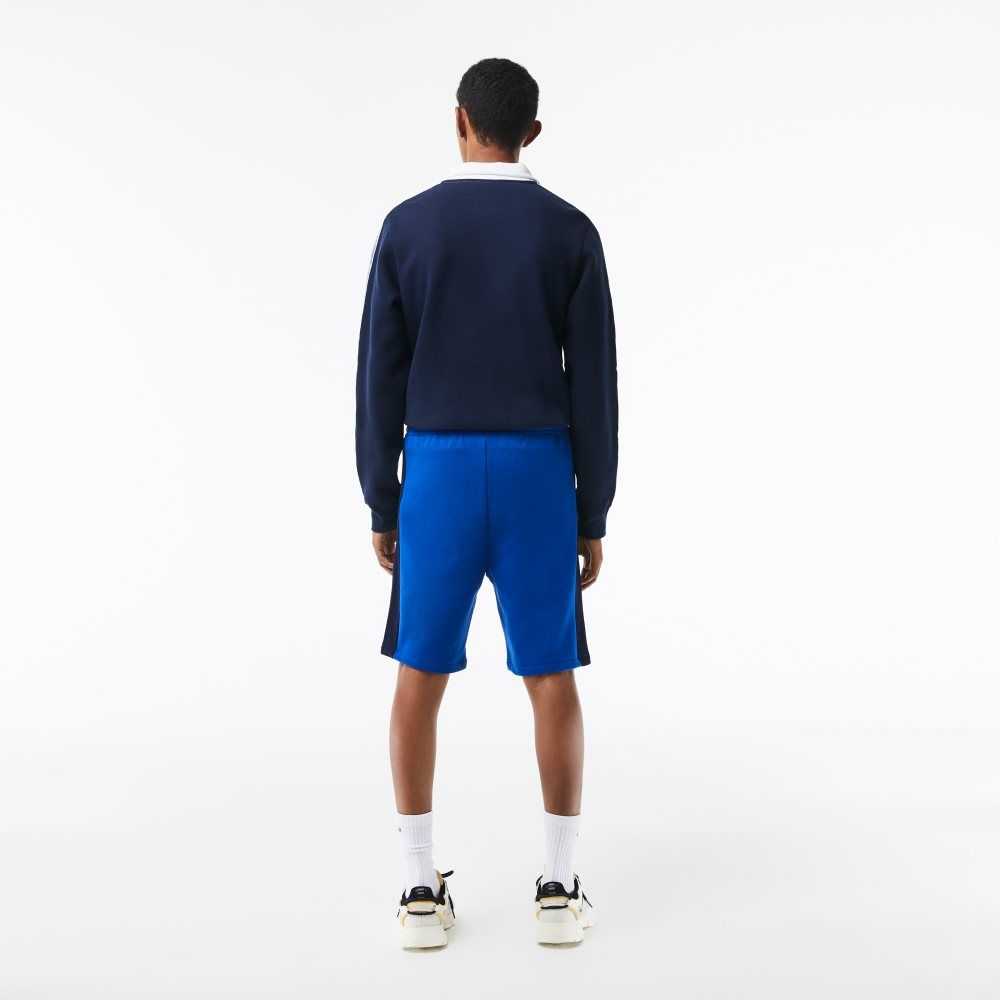 Lacoste Brushed Fleece Colorblock Shorts Blue / Navy Blue / White | UXV-089276