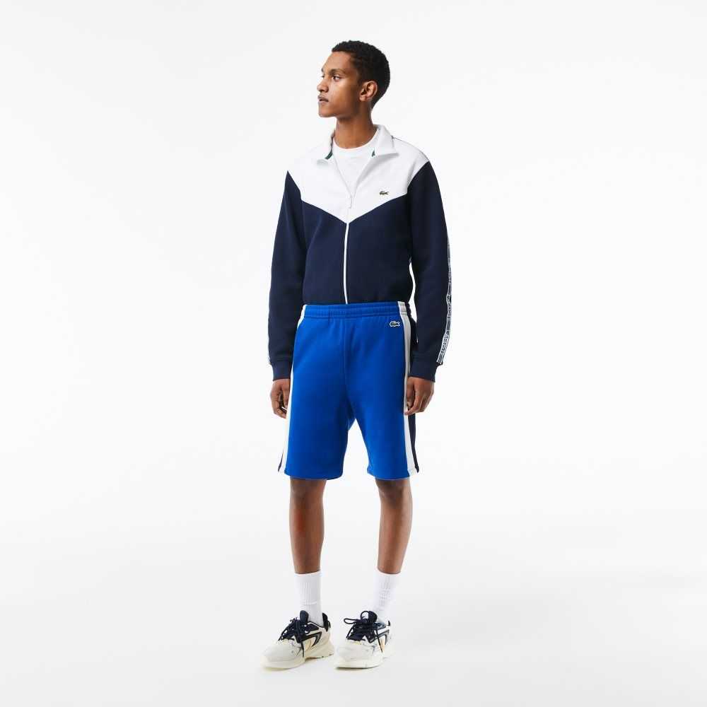 Lacoste Brushed Fleece Colorblock Shorts Blue / Navy Blue / White | UXV-089276