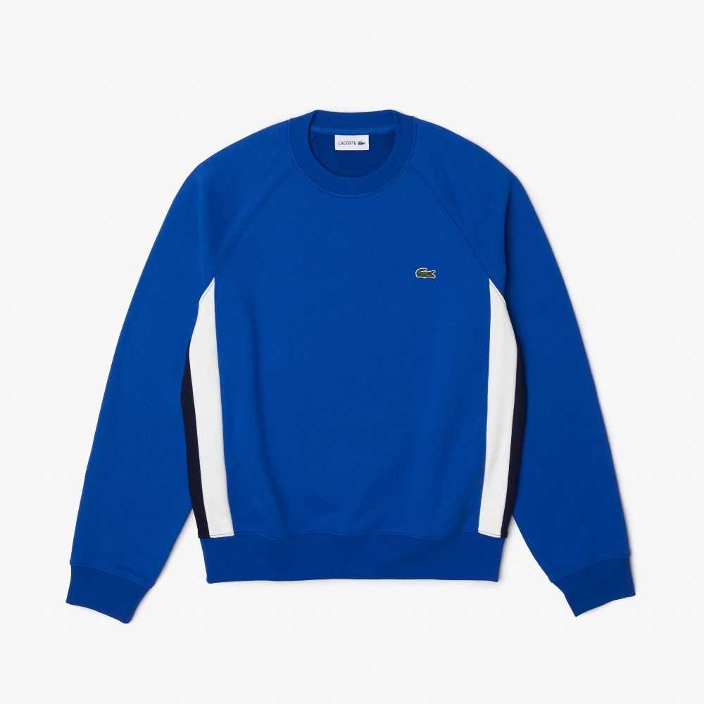 Lacoste Brushed Fleece Colorblock Sweatshirt Blue / Navy Blue / White | BHP-147538