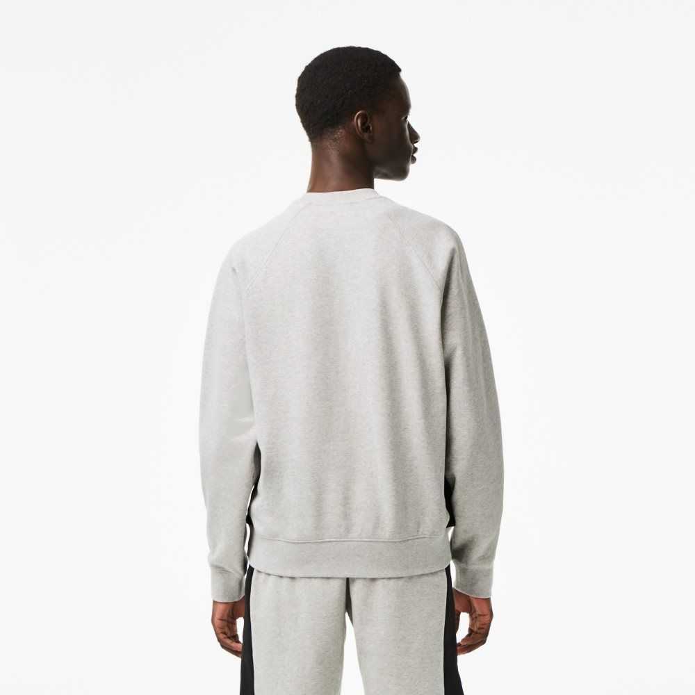 Lacoste Brushed Fleece Colorblock Sweatshirt Grey Chine / Black / White | IDW-132056