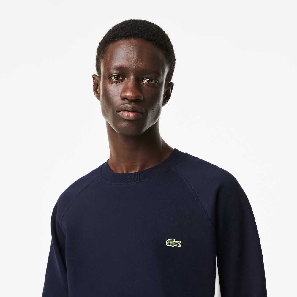 Lacoste Brushed Fleece Colorblock Sweatshirt Navy Blue / Green / White | UGT-078493