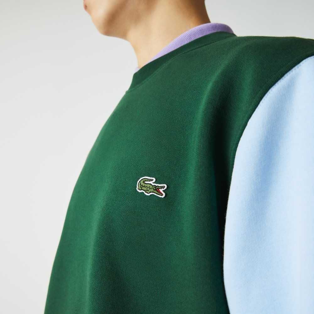 Lacoste Brushed Fleece Sweatshirt Green / Black / Blue | VUH-578934