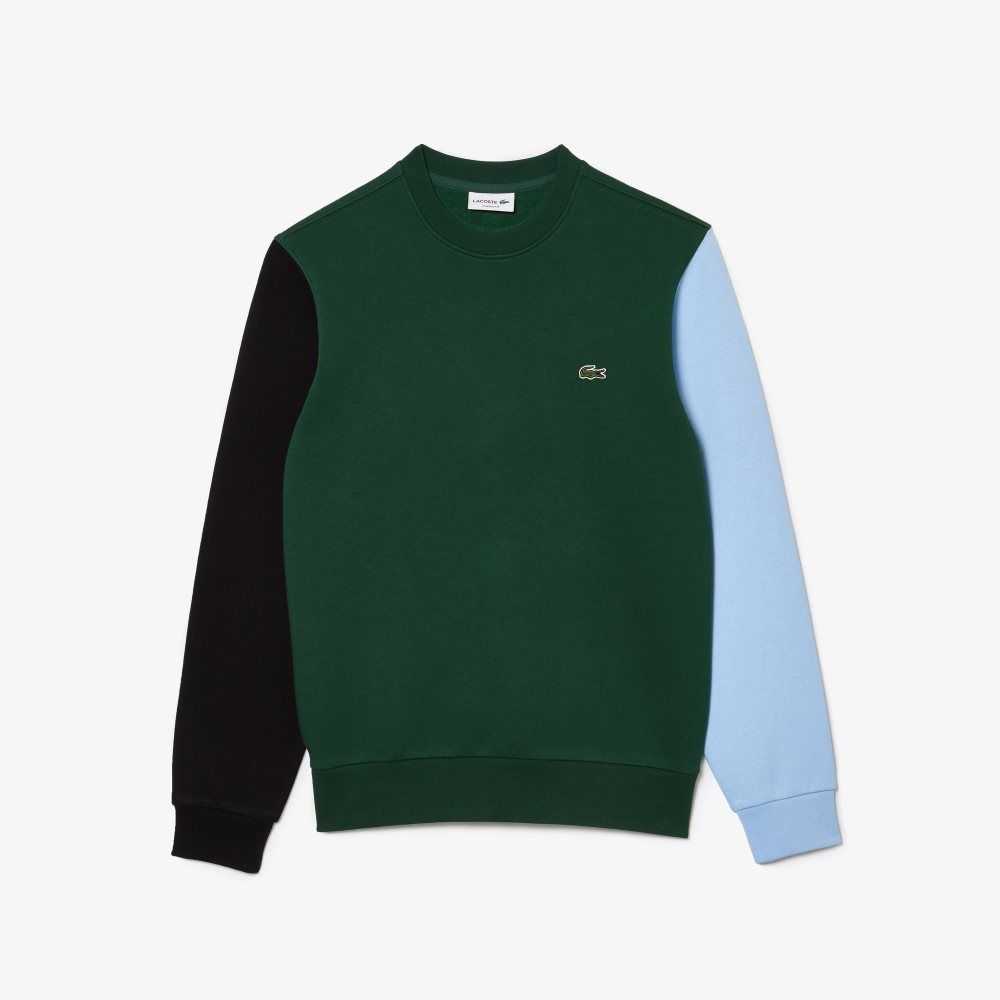 Lacoste Brushed Fleece Sweatshirt Green / Black / Blue | VUH-578934