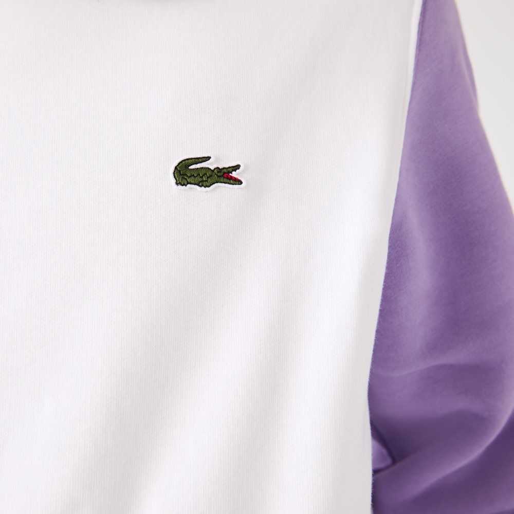 Lacoste Brushed Fleece Sweatshirt White / Blue / Purple | OHT-302975