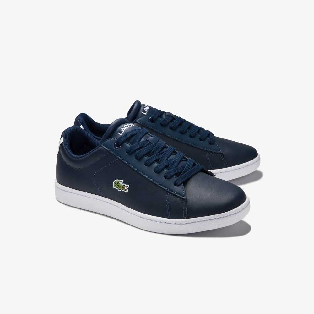 Lacoste Carnaby Evo Mesh-lined Leather Sneakers Nvy | ILP-728401