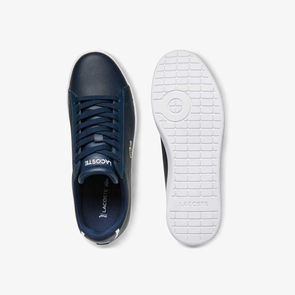 Lacoste Carnaby Evo Mesh-lined Leather Sneakers Nvy | ILP-728401