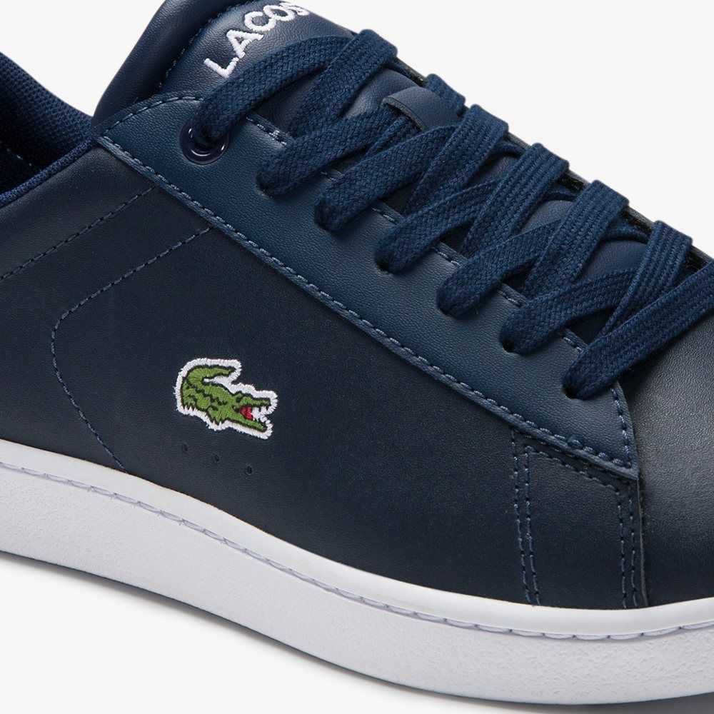 Lacoste Carnaby Evo Mesh-lined Leather Sneakers Nvy | ILP-728401