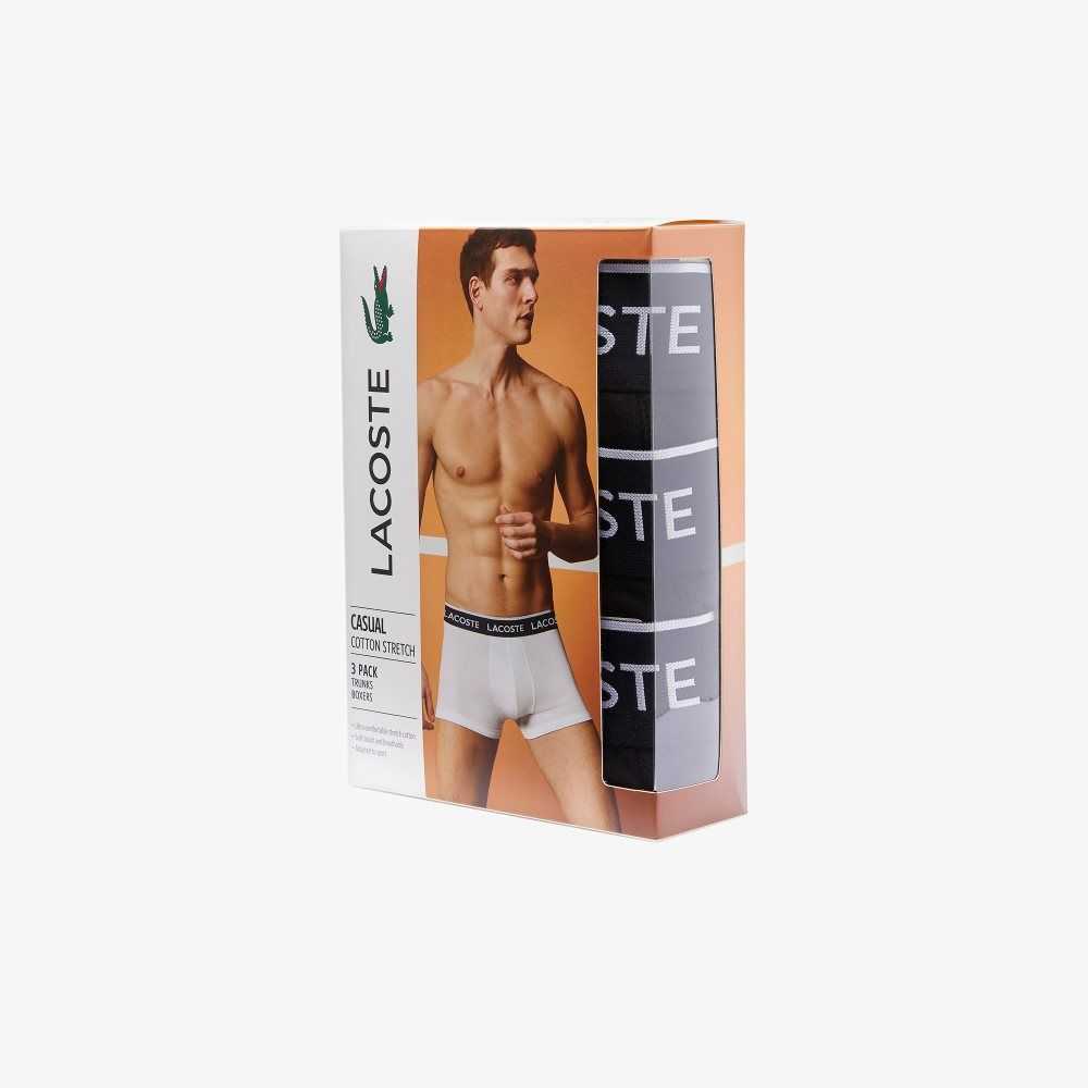 Lacoste Casual Boxer Brief 3-Pack Black | GLV-609324