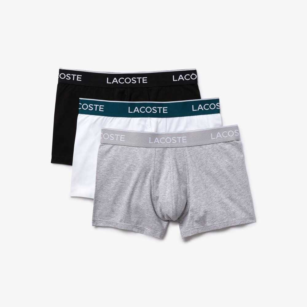 Lacoste Casual Boxer Brief 3-Pack Black / White / Grey Chine | VFJ-608473