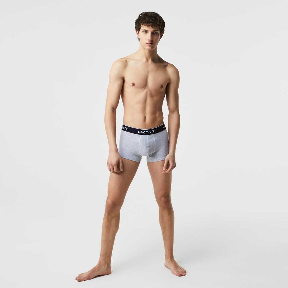 Lacoste Casual Boxer Brief 3-Pack Blue / Grey Chine | QYN-576903