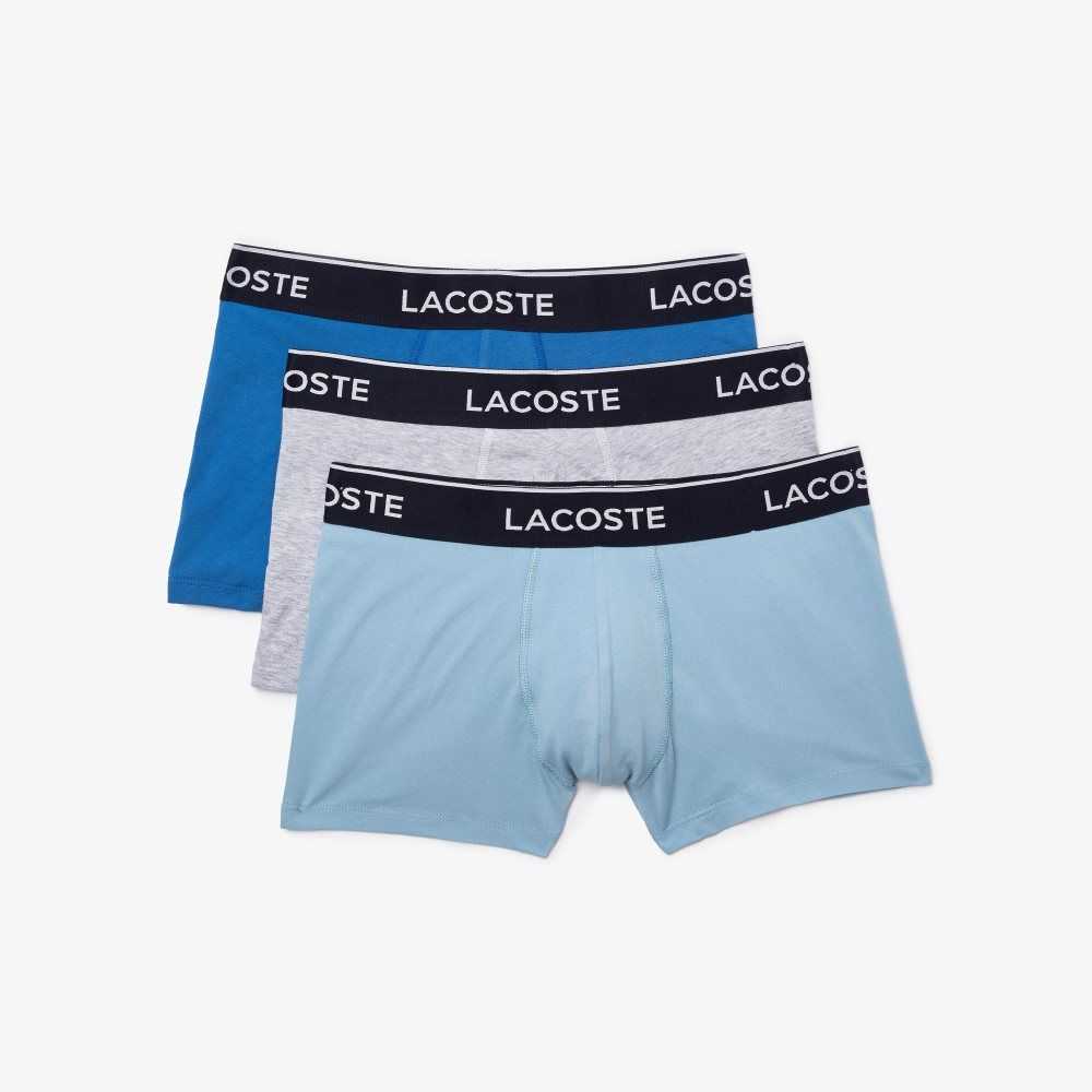 Lacoste Casual Boxer Brief 3-Pack Blue / Grey Chine | QYN-576903