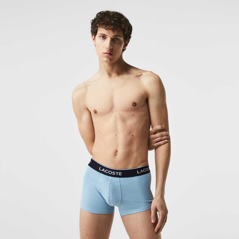 Lacoste Casual Boxer Brief 3-Pack Blue / Grey Chine | QYN-576903