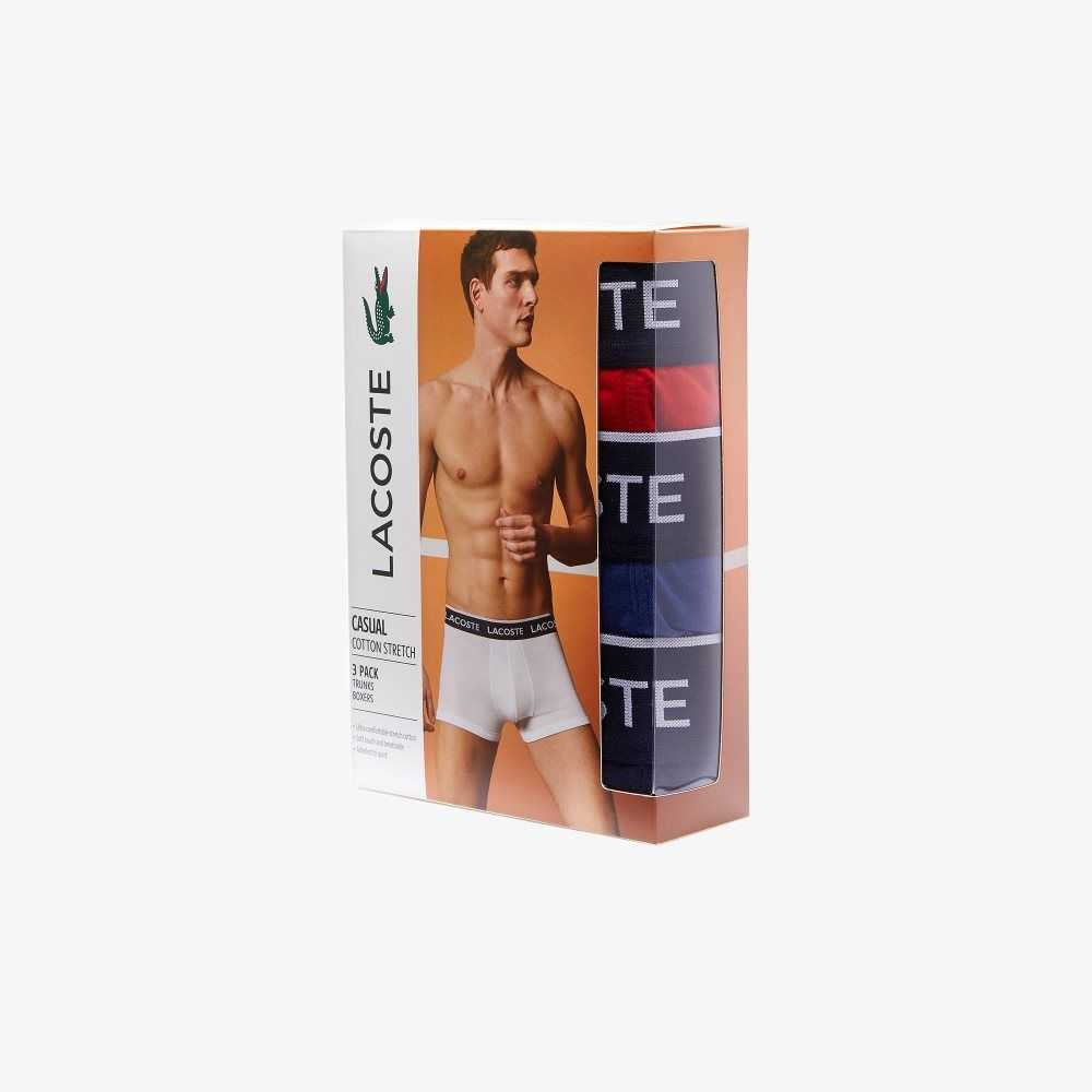 Lacoste Casual Boxer Brief 3-Pack Navy Blue / Red / Navy Blue | XTD-902734