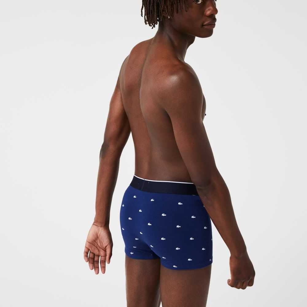 Lacoste Casual Signature Boxer Trunks 3-Pack Navy Blue / Grey Chine / Red | BVT-541309