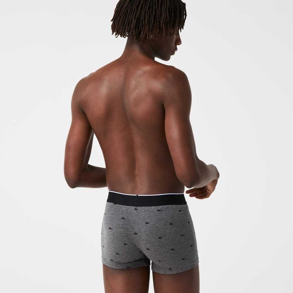 Lacoste Casual Signature Boxer Trunks 3-Pack Black / Grey Chine | YSK-980642