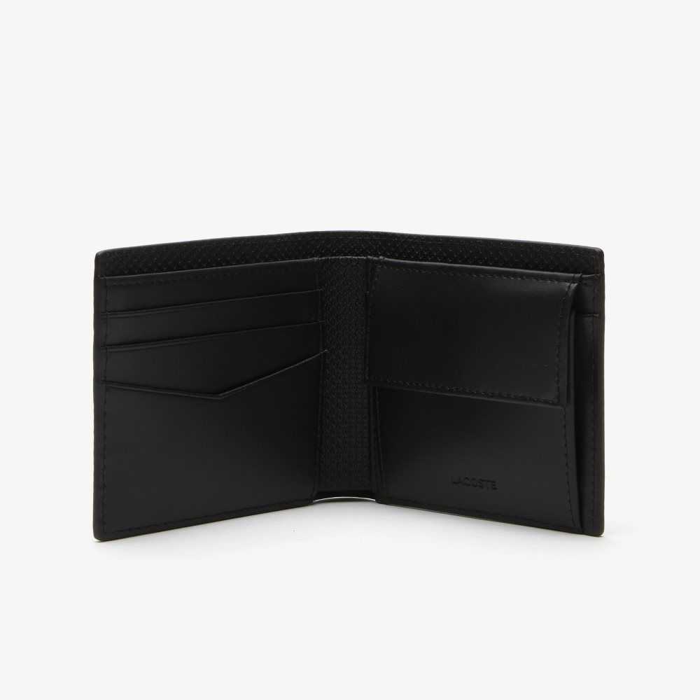 Lacoste Chantaco Calfskin Leather Wallet Black | DLY-097816