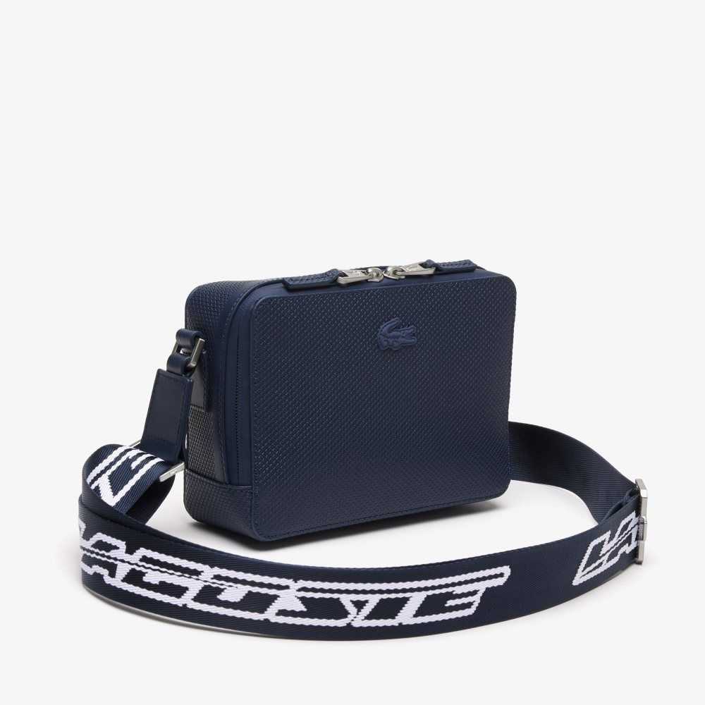 Lacoste Chantaco Logo Strap Bag Bleu Nuit Blanc | QUA-395482