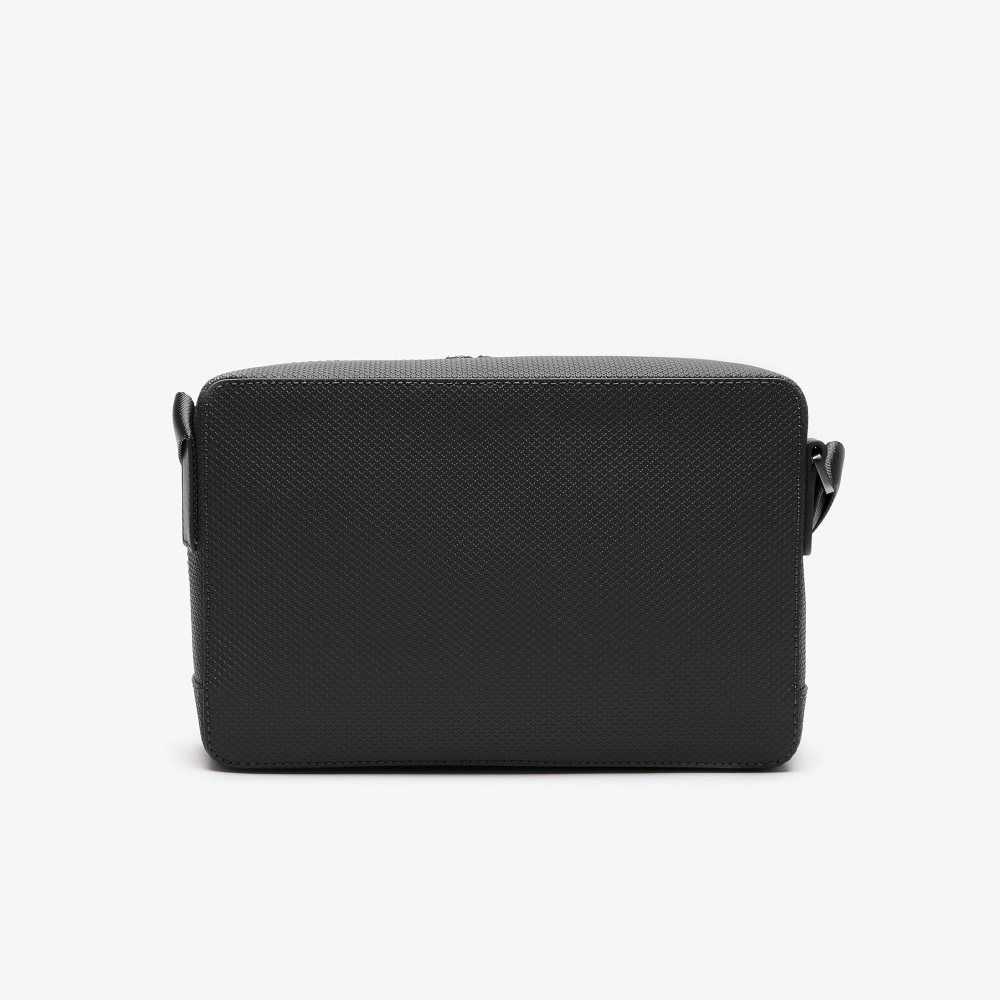 Lacoste Chantaco Matte Stitched Leather Crossbody Bag Black | CTF-513724