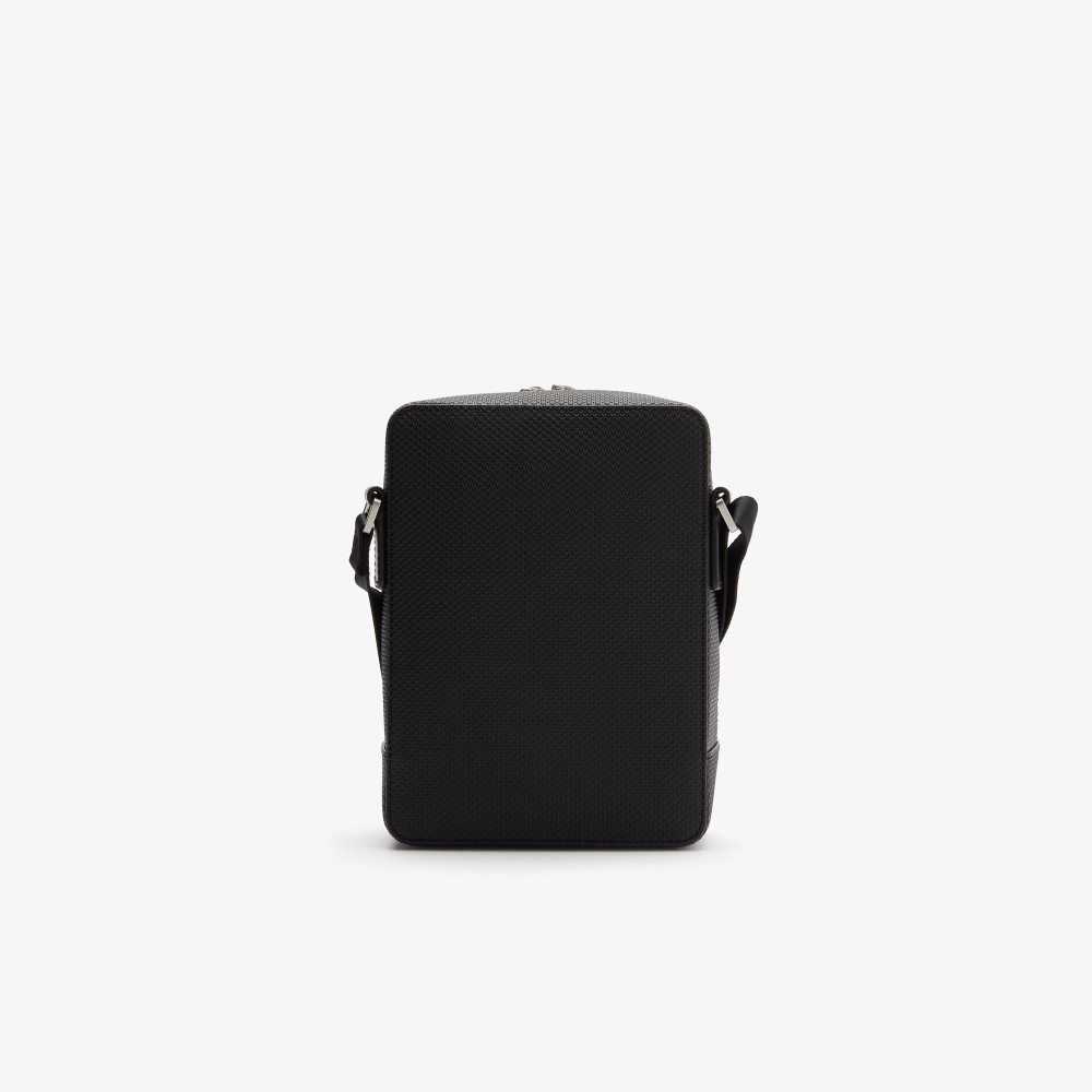 Lacoste Chantaco Matte Stitched Leather Vertical Camera Bag Black | SPR-107482