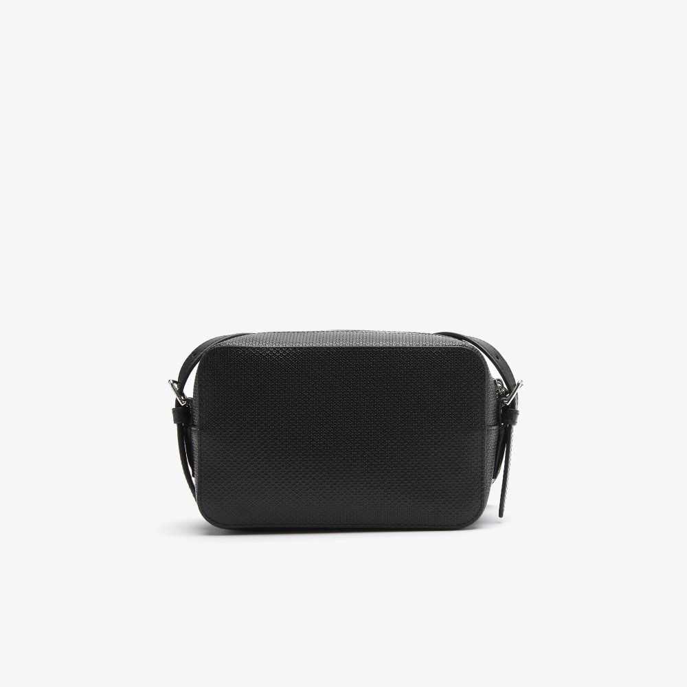 Lacoste Chantaco Pique Leather Small Shoulder Bag Black | DRA-098746