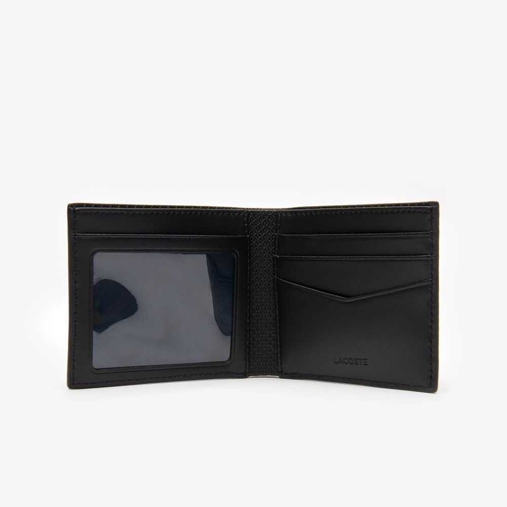 Lacoste Chantaco Pique Leather Three Card Wallet Black | KFU-267894