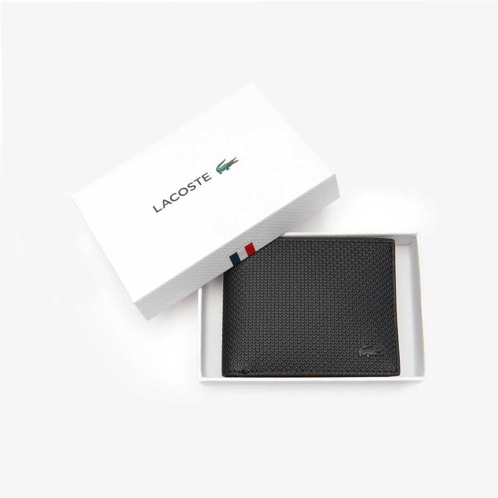 Lacoste Chantaco Pique Leather Three Card Wallet Black | KFU-267894