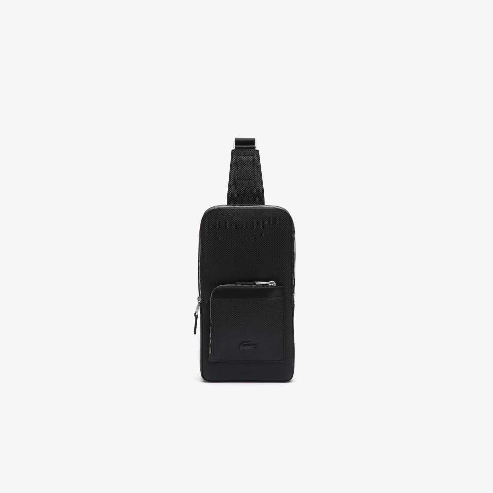 Lacoste Chantaco Snug Leather Bag Black | FUT-250714