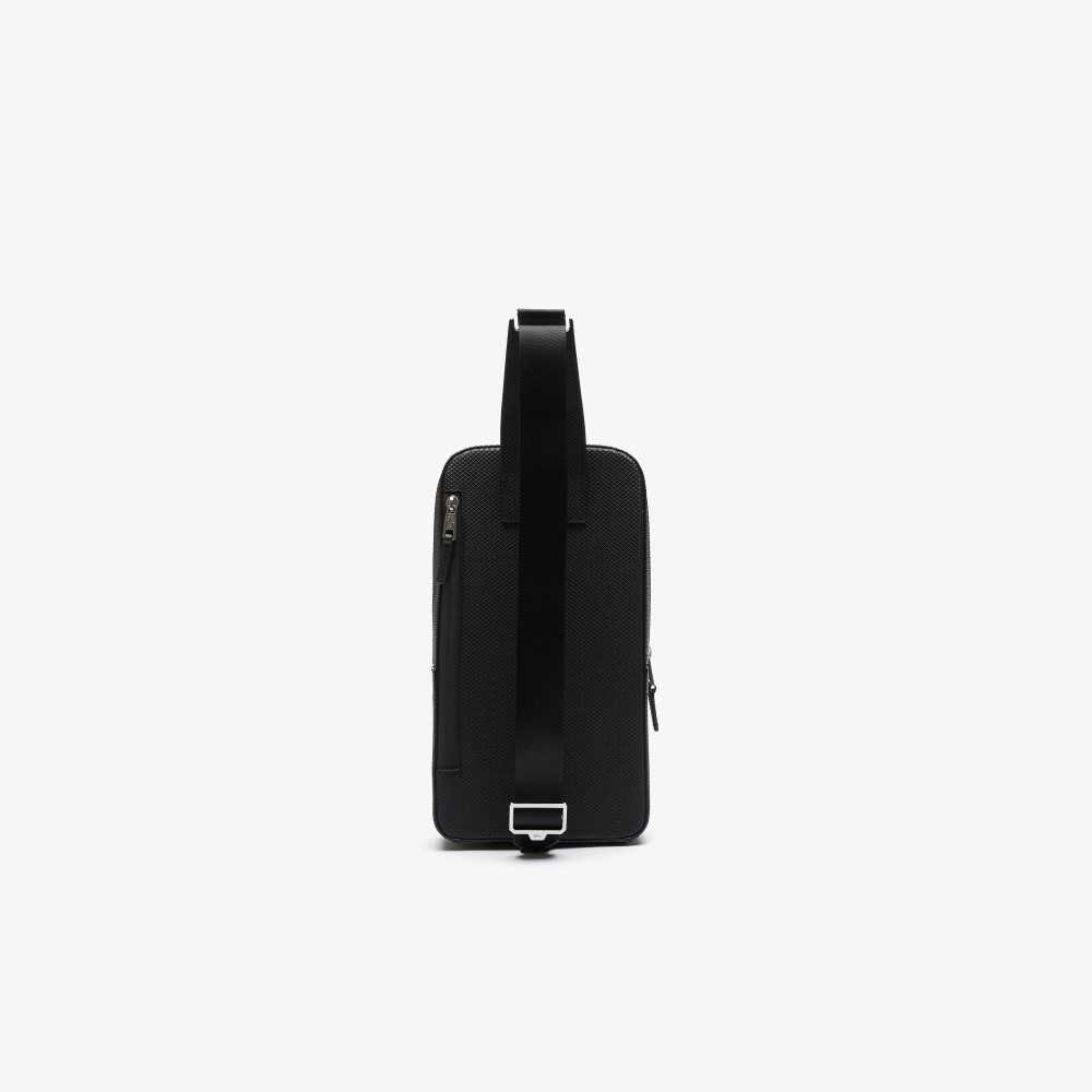 Lacoste Chantaco Snug Leather Bag Black | FUT-250714