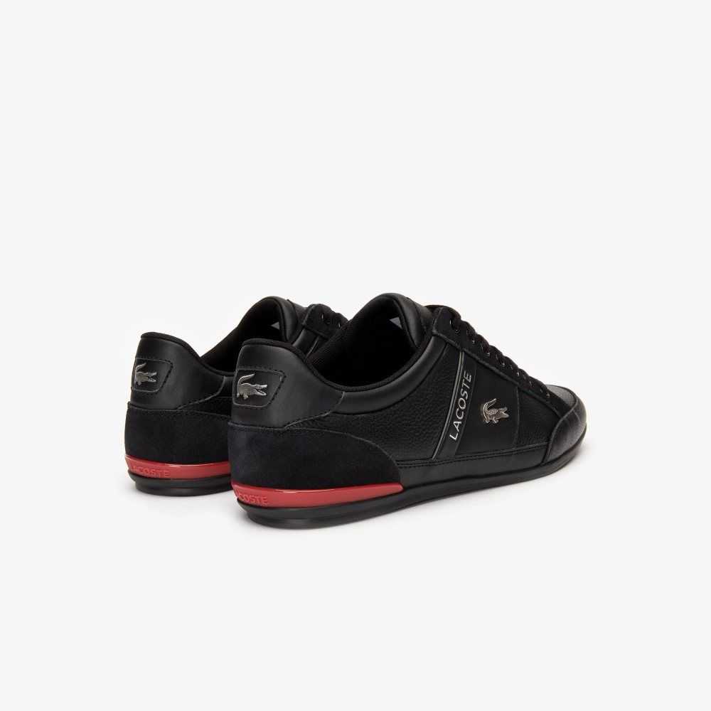 Lacoste Chaymon Leather Sneakers Black/Red | FBA-310875