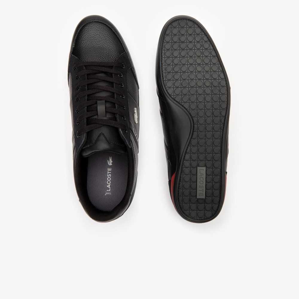 Lacoste Chaymon Leather Sneakers Black/Red | FBA-310875