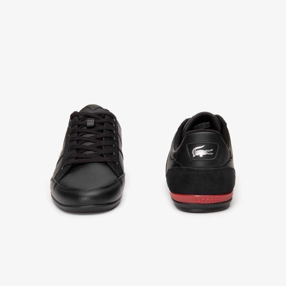 Lacoste Chaymon Leather Sneakers Black/Red | FBA-310875