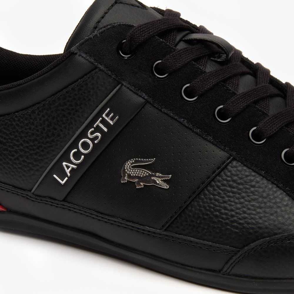 Lacoste Chaymon Leather Sneakers Black/Red | FBA-310875