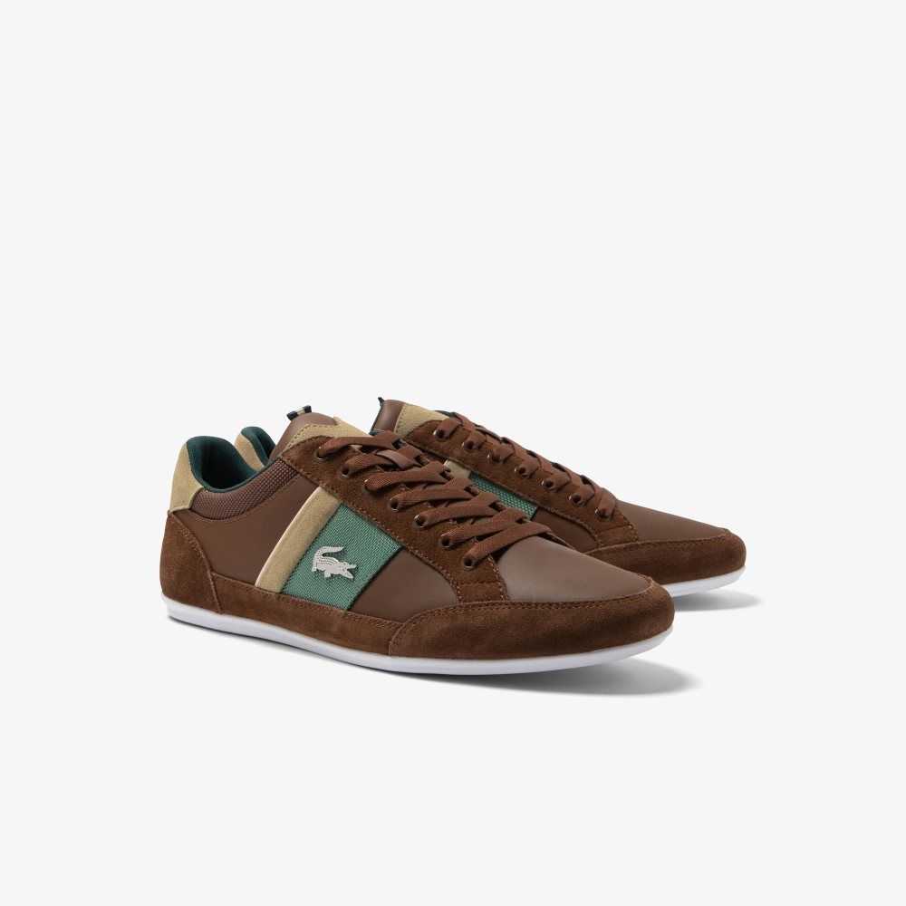 Lacoste Chaymon Leather Sneakers Dk Brw/Dk Grn | TEP-756139