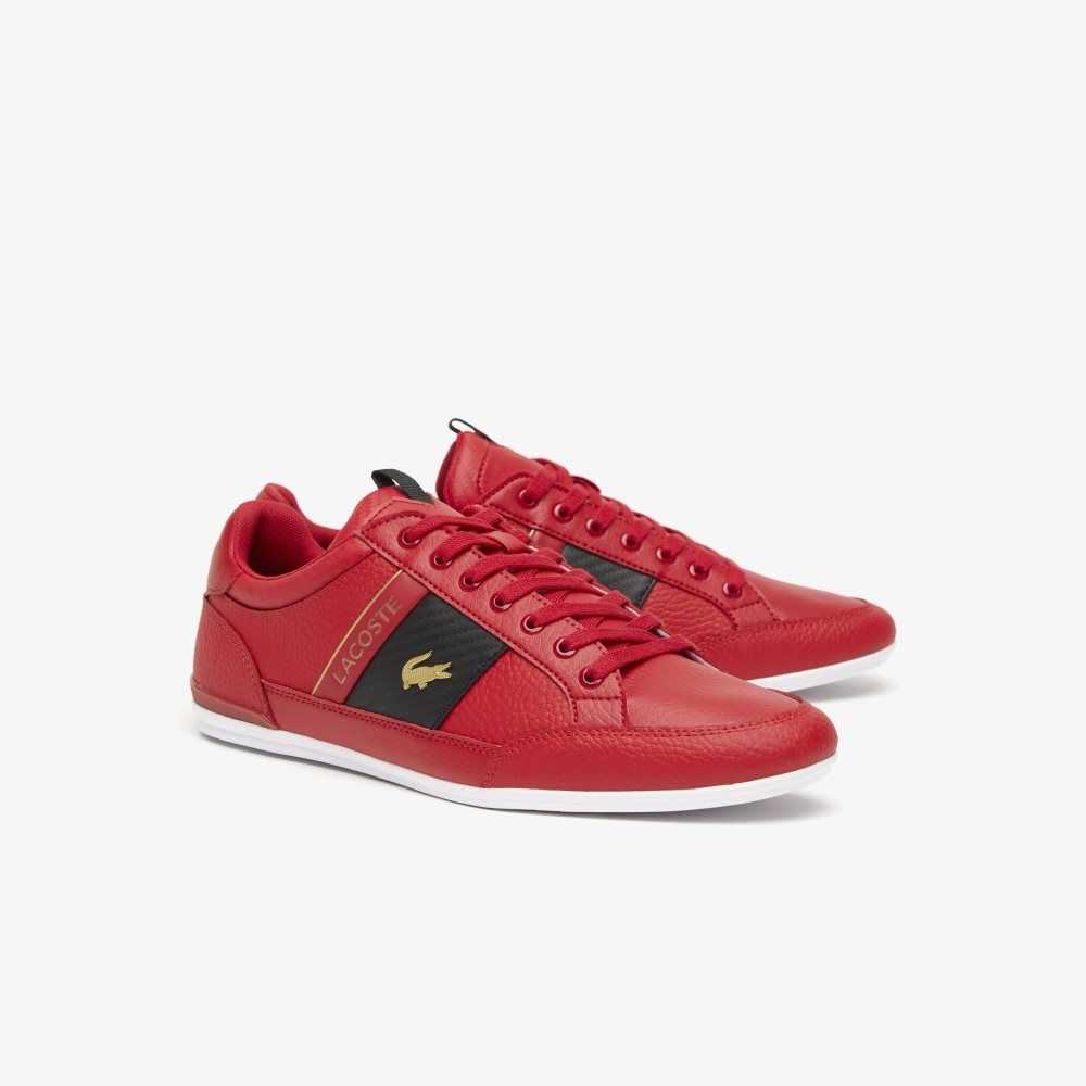 Lacoste Chaymon Leather and Carbon Fiber Sneakers Red/Blk | IQO-843509