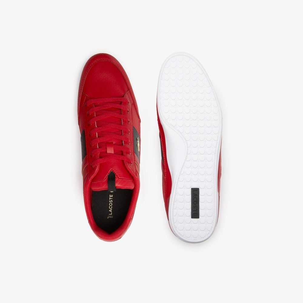 Lacoste Chaymon Leather and Carbon Fiber Sneakers Red/Blk | IQO-843509