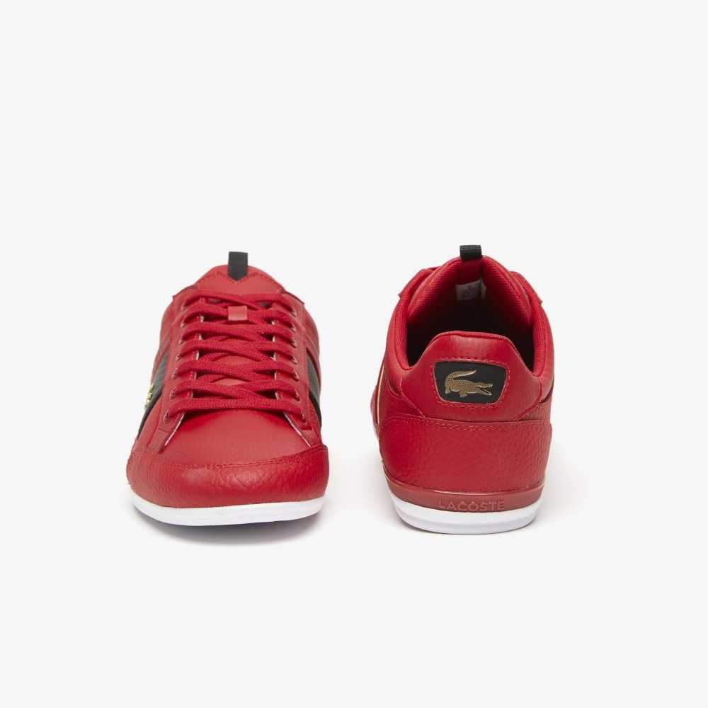 Lacoste Chaymon Leather and Carbon Fiber Sneakers Red/Blk | IQO-843509