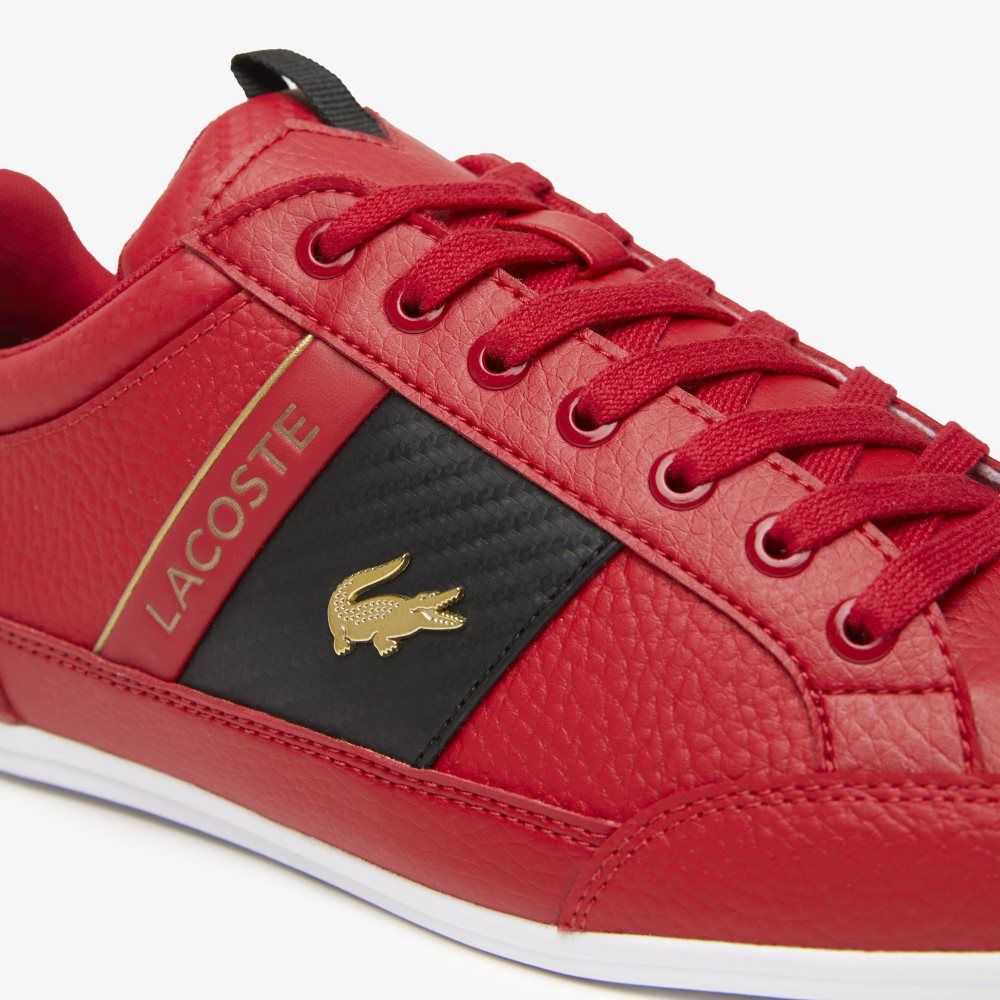 Lacoste Chaymon Leather and Carbon Fiber Sneakers Red/Blk | IQO-843509