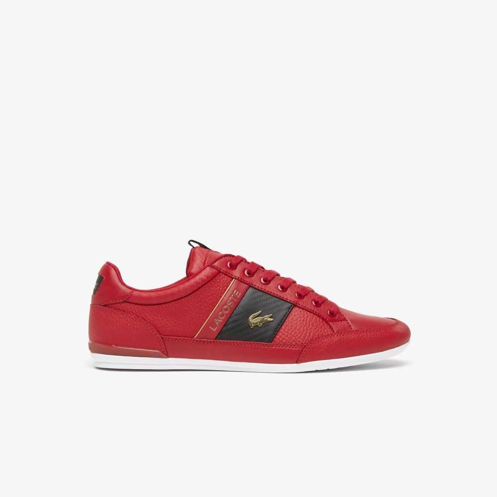 Lacoste Chaymon Leather and Carbon Fiber Sneakers Red/Blk | IQO-843509