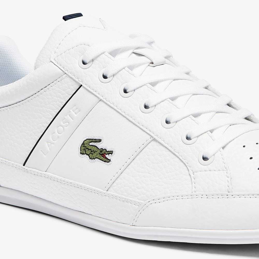 Lacoste Chaymon Leather and Synthetic Sneakers White / Navy | GJU-524867